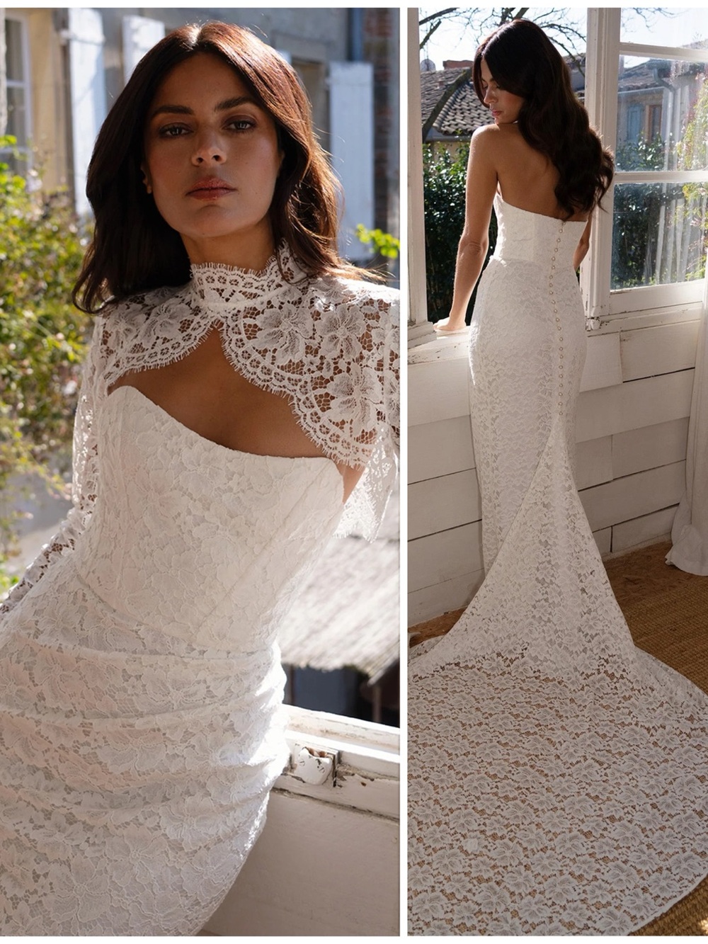 NEW Grace Loves Lace Joy Strapless Wedding Dress (L) and Joy Bolero Jacket (M) - Picture 3 of 16
